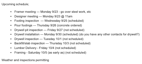 Silver Spring Schedule